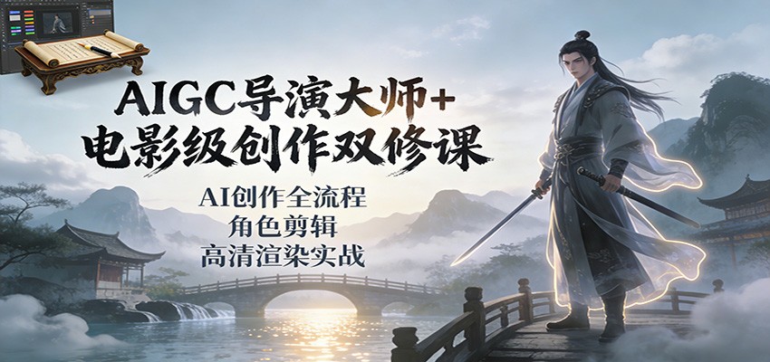 AIGC导演大师+电影级创作双修课：AI创作全流程、角色剪辑、高清渲染实战-一世倾承云网创