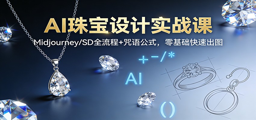 AI珠宝设计实战课：Midjourney/SD全流程+咒语公式，零基础快速出图-一世倾承云网创