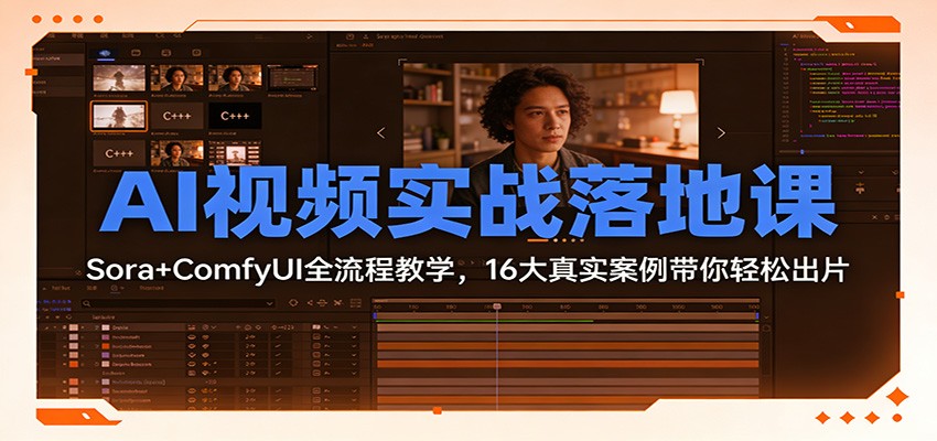 AI视频实战落地课：Sora+ComfyUI全流程教学，16大真实案例带你轻松出片-一世倾承云网创