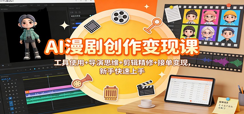 AI漫剧创作变现课：工具使用+导演思维+剪辑精修+接单变现，新手快速上手-一世倾承云网创