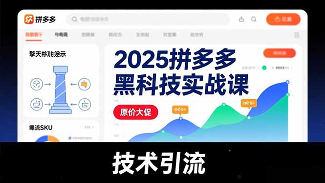 2025拼多多黑科技实战课，擎天柱玩法、爆流SKU、原价大促，技术引流，单店日销轻松破千单-一世倾承云网创