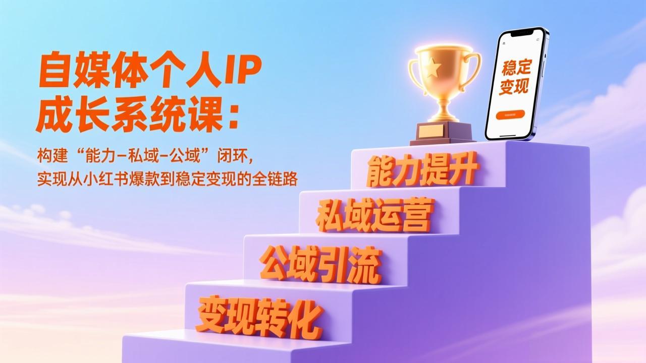 自媒体个人IP成长系统课：构建“能力-私域-公域”闭环，实现从小红书爆款到稳定变现的全链路-一世倾承云网创