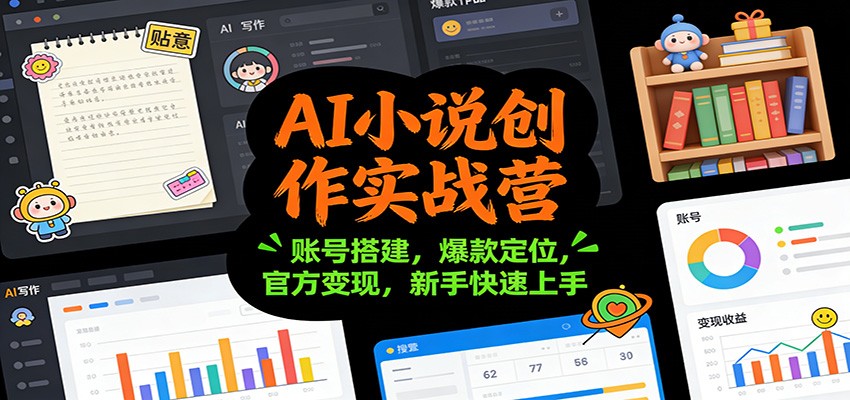 AI小说创作实战营：账号搭建，爆款定位，官方变现，新手快速上手-一世倾承云网创