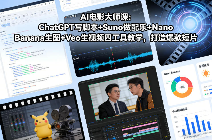 AI电影大师课：ChatGPT写脚本+Suno做配乐+Nano Banana生图+Veo生视频，打造爆款短片-一世倾承云网创