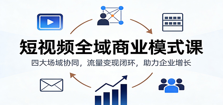 短视频全域商业模式课：四大场域协同，流量变现闭环，助力企业增长-一世倾承云网创