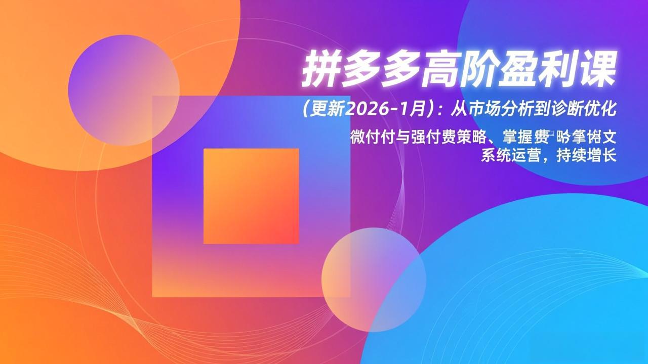 拼多多高阶盈利课(更新2026-1月-一世倾承云网创