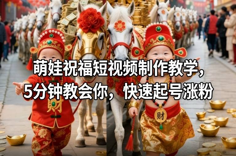 萌娃祝福短视频制作教学，5分钟教会你，快速起号涨粉-一世倾承云网创