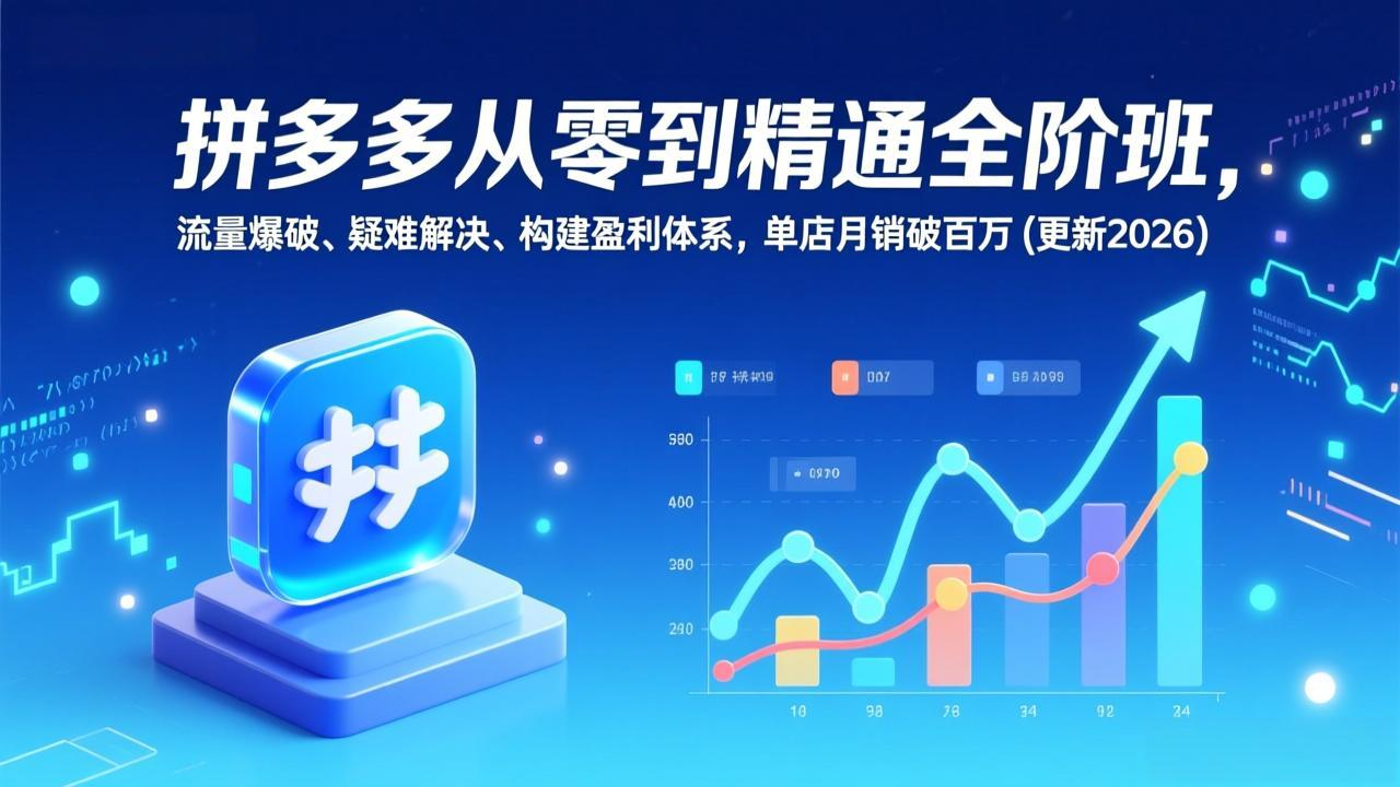 拼多多从零到精通全阶班，流量爆破、疑难解决，构建盈利体系，单店月销破百万(更新2026-一世倾承云网创