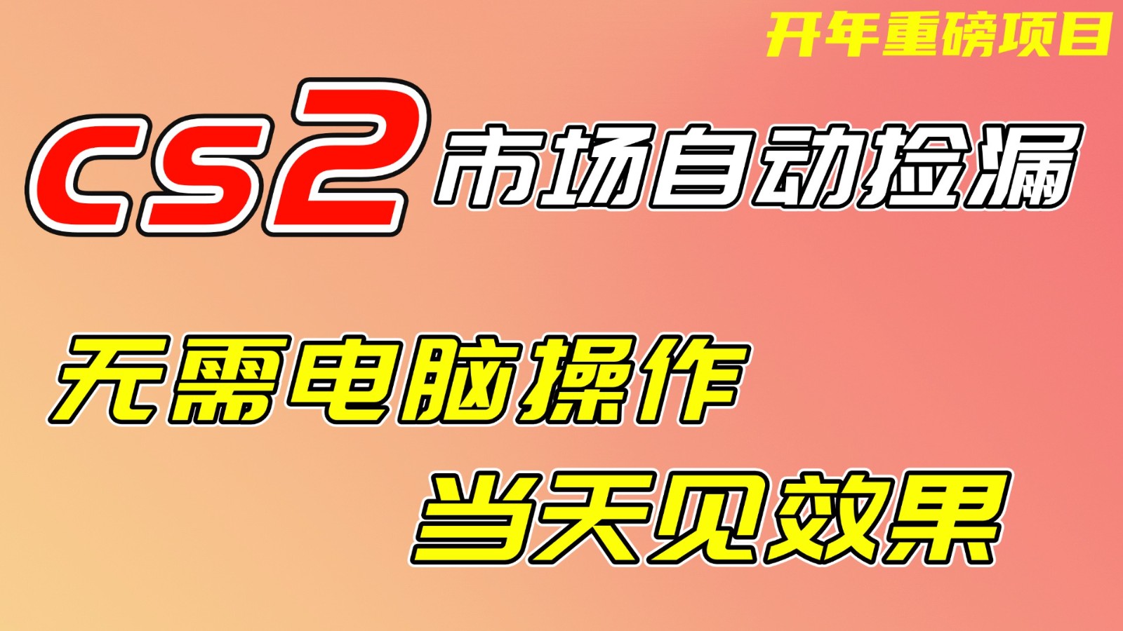 CS2市场挂机项，无需电脑操作，无需进入游戏，当天见效果，支持任何形式验证-一世倾承云网创