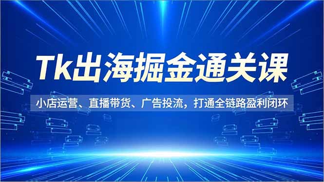 Tk出海掘金通关课，小店运营、直播带货、广告投流，打通全链路盈利闭环-一世倾承云网创