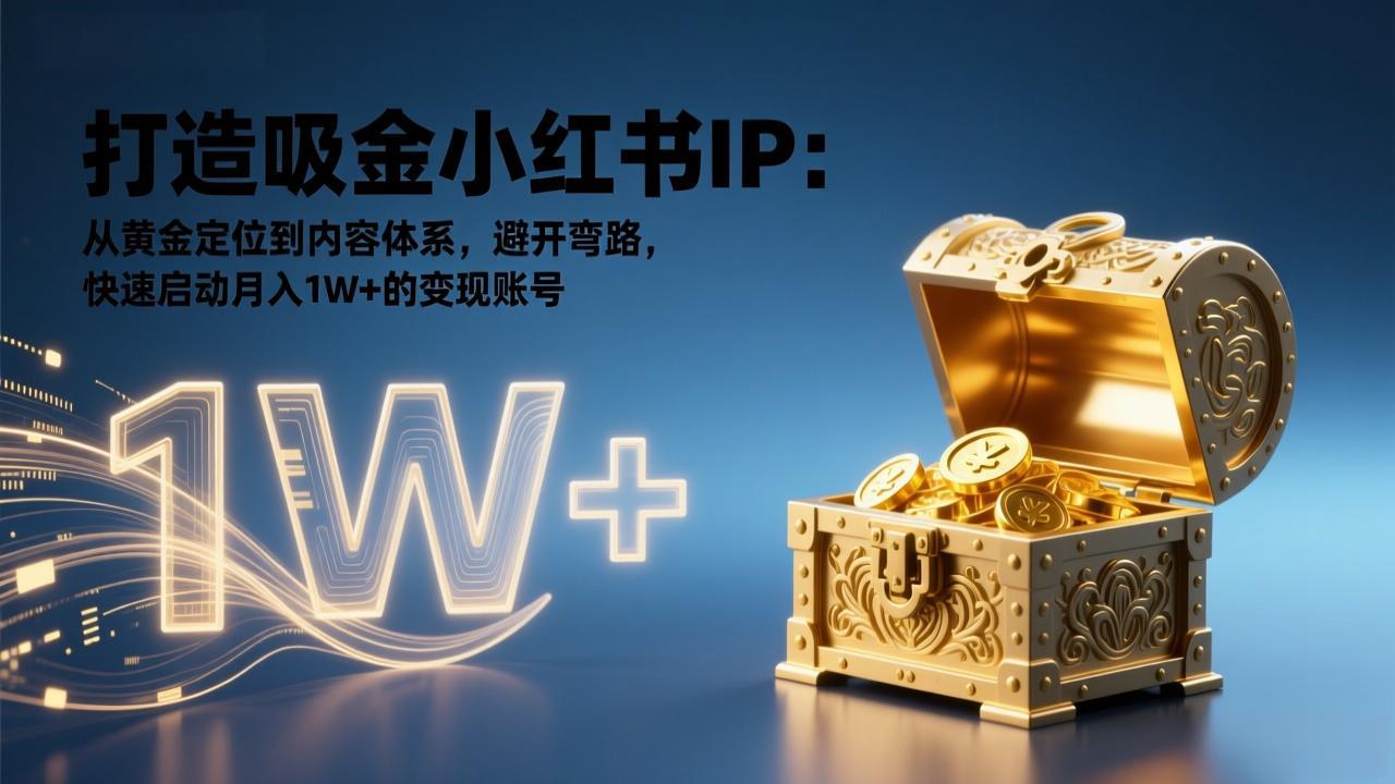 打造吸金小红书IP：从黄金定位到内容体系，避开弯路，快速启动月入1W+的变现账号-一世倾承云网创