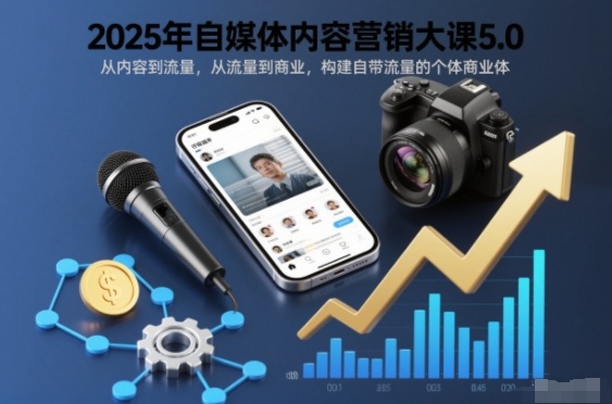 2025年自媒体内容营销大课5.0，从内容到流量，从流量到商业，构建自带流量的个体商业体-一世倾承云网创