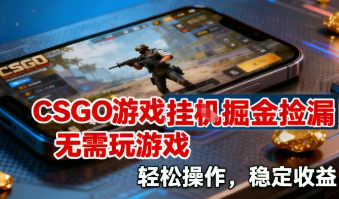 CSGO游戏挂G掘金捡漏，不需要玩游戏，操作简单，收益稳定【揭秘】-一世倾承云网创