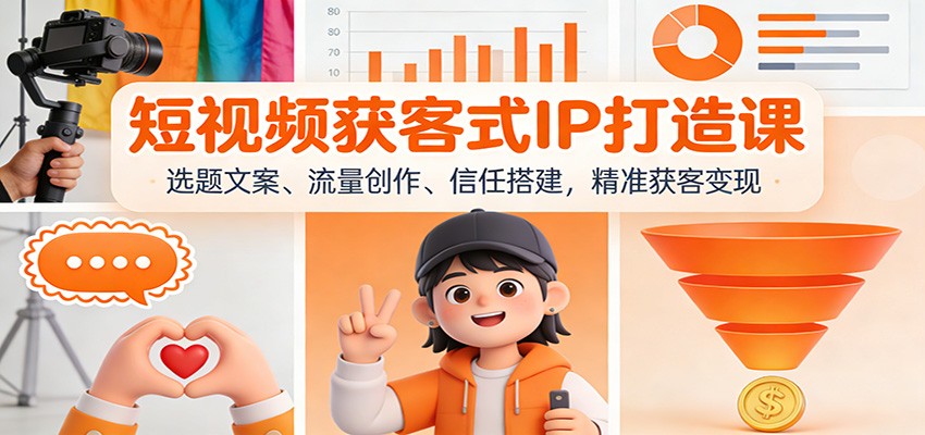 短视频获客式IP打造课：选题文案、流量创作、信任搭建，精准获客变现-一世倾承云网创