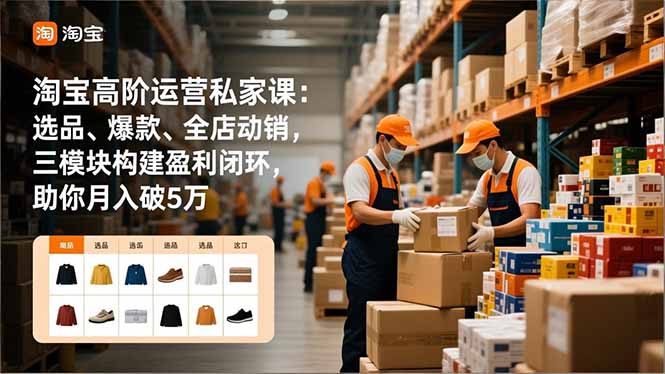 淘宝高阶运营私家课：选品、爆款、全店动销，三模块构建盈利闭环，助你月入破5万(更新12月-一世倾承云网创