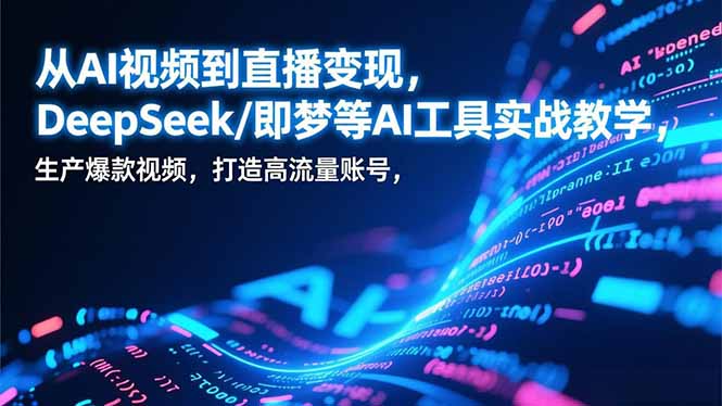 从AI视频到直播变现，DeepSeek/即梦等AI工具实战教学，生产爆款视频，打造高流量账号-一世倾承云网创