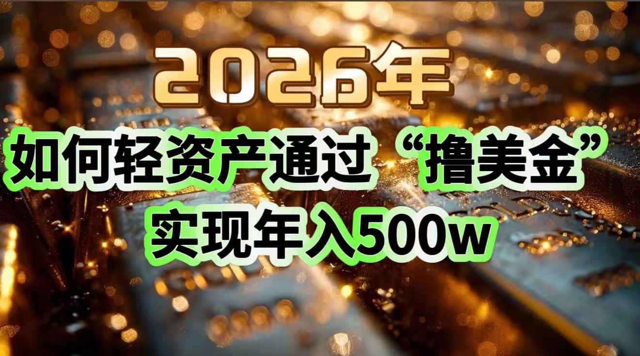 2026年如何轻资产通过“撸美金”实现年入500w-一世倾承云网创