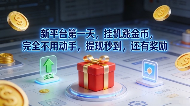 新平台第一天，挂G涨金币，完全不用动手，提现秒到，还有奖励【揭秘】-一世倾承云网创