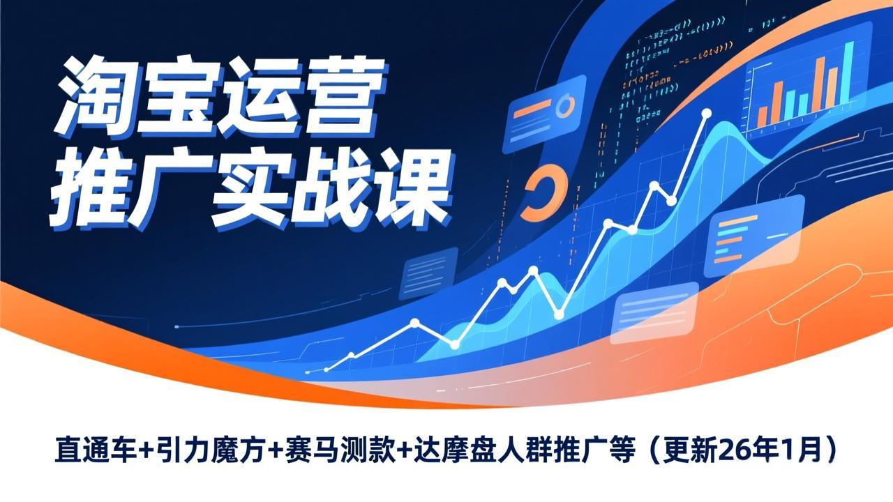 淘宝运营推广实战课，直通车+引力魔方+赛马测款+达摩盘人群推广等(更新26年1月-一世倾承云网创