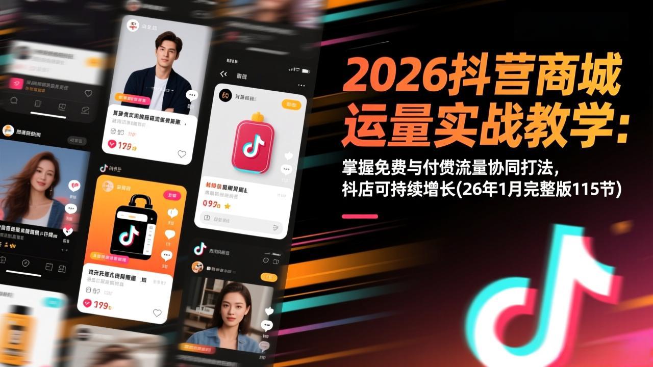 2026抖音商城运营实战教学：掌握免费与付费流量协同打法，抖店可持续增长(26年1月完整版115节-一世倾承云网创