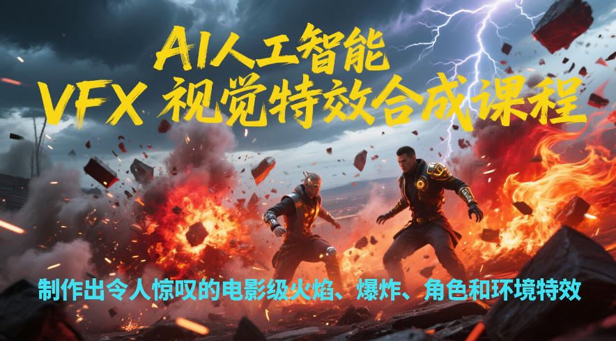 AI人工智能VFX视觉特效合成课程，制作出令人惊叹的电影级火焰、爆炸、角色和环境特效-一世倾承云网创