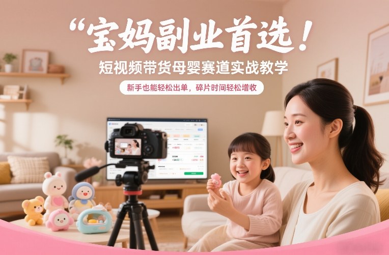 宝妈副业首选！短视频带货母婴赛道实战教学，新手也能轻松出单，碎片时间轻松增收-一世倾承云网创