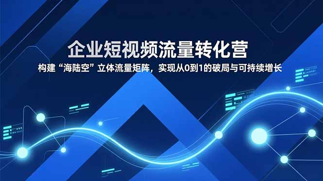企业短视频流量转化营，构建“海陆空”立体流量矩阵，实现从0到1的破局与可持续增长-一世倾承云网创