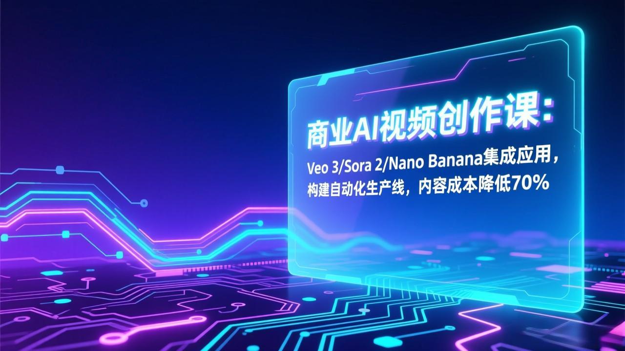 商业AI视频创作课：Veo 3/Sora 2/Nano Banana集成应用，构建自动化生产线，内容成本降低70%-一世倾承云网创