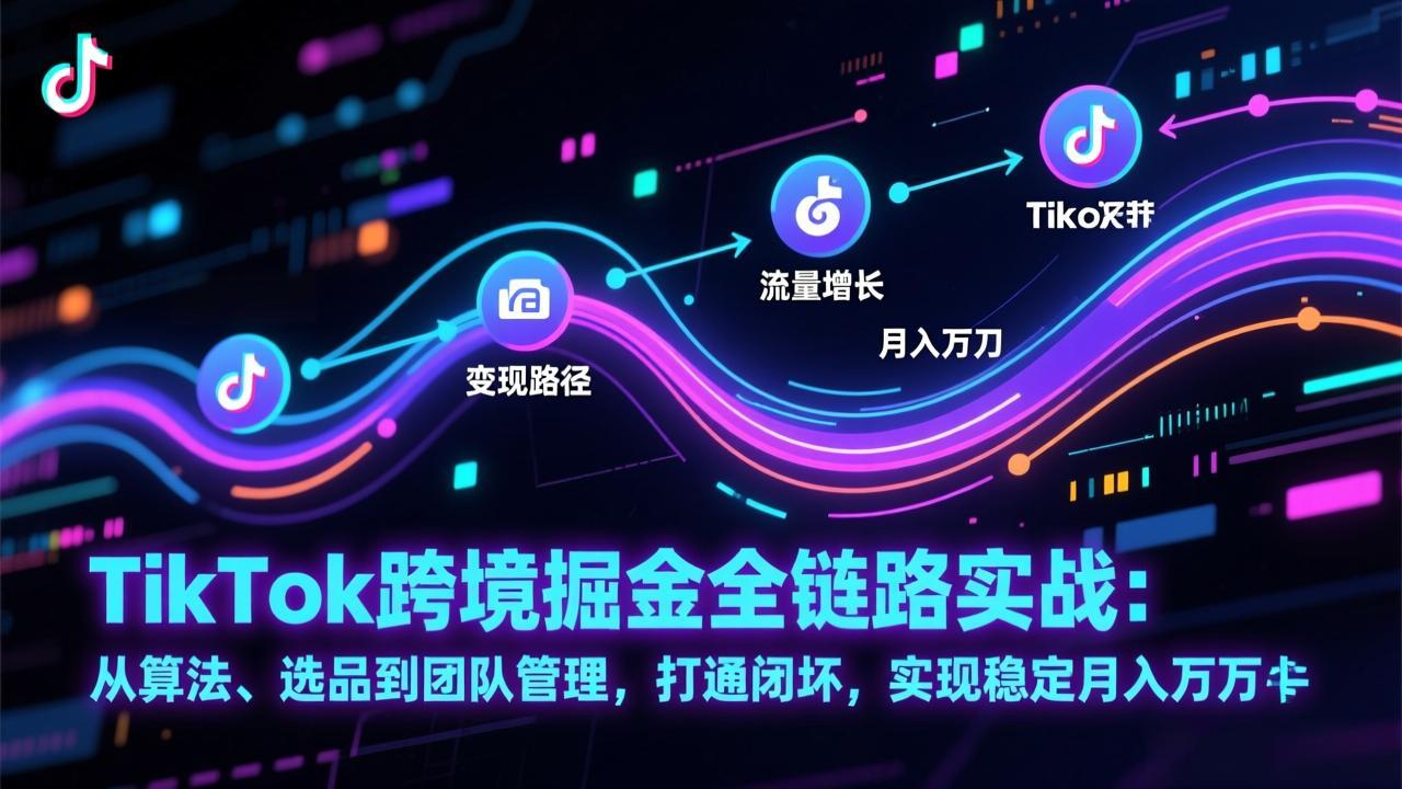 TikTok跨境掘金全链路实战：从算法、选品到团队管理，打通闭环，实现稳定月入万刀-一世倾承云网创