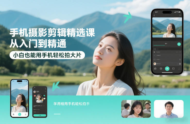 手机摄影剪辑精选课，从入门到精通，小白也能用手机轻松拍大片-一世倾承云网创