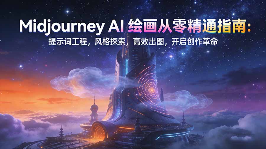 Midjourney AI绘画从零精通指南：提示词工程，风格探索，高效出图，开启创作革命-一世倾承云网创
