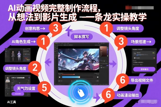 AI动画视频完整制作流程，从想法到影片生成一条龙实操教学-一世倾承云网创
