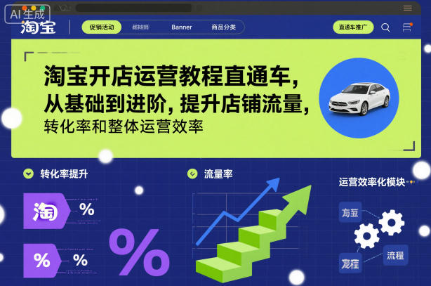 淘宝开店运营教程直通车，从基础到进阶，提升店铺流量，转化率和整体运营效率(更新26年1月)-一世倾承云网创