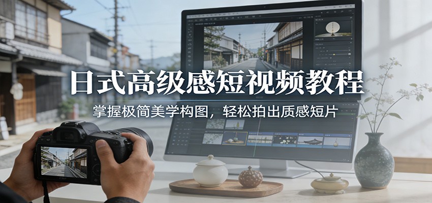 日式高级感短视频教程：掌握极简美学构图，轻松拍出质感短片-一世倾承云网创