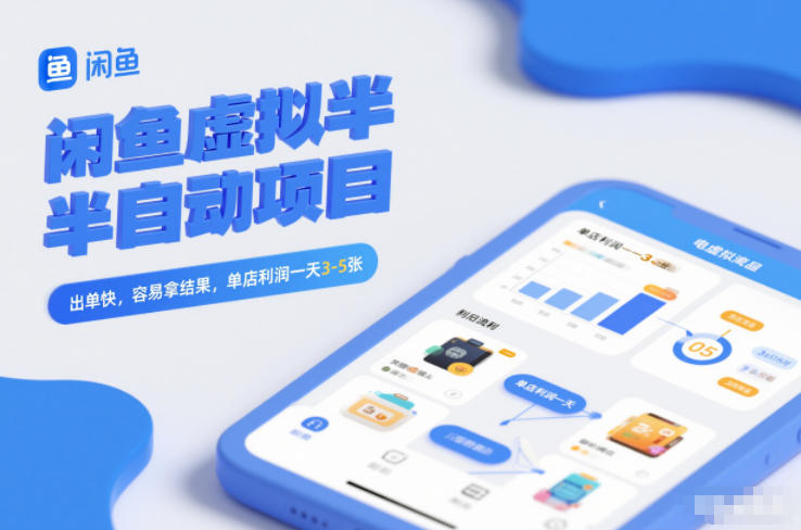 闲鱼虚拟半自动项目，出单快，容易拿结果，单店利润一天3-5张-一世倾承云网创