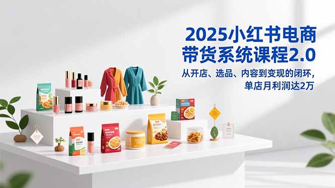2025小红书电商带货系统课程2.0，从开店、选品、内容到变现的闭环，单店月利润达2万-一世倾承云网创