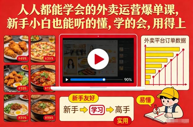 人人都能学会的外卖运营爆单课，新手小白也能听的懂，学的会，用得上-一世倾承云网创