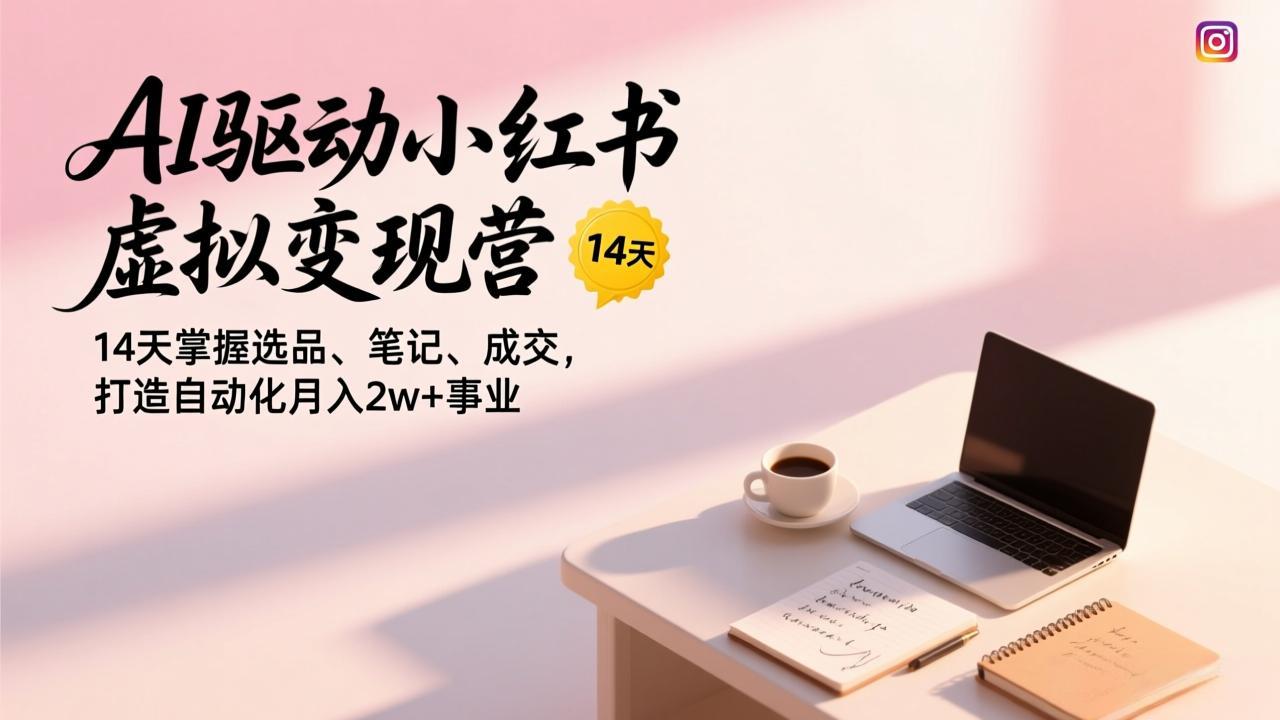 AI驱动小红书虚拟变现营，14天掌握选品、笔记、成交，打造自动化月入2w+事业-一世倾承云网创
