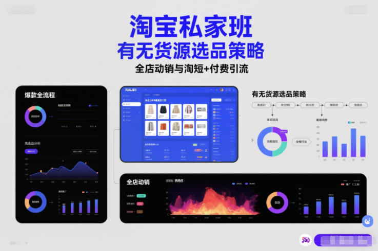 淘宝私家班，有无货源选品策略，高成功率爆款全流程打法，全店动销与淘短+付费引流(更新)-一世倾承云网创