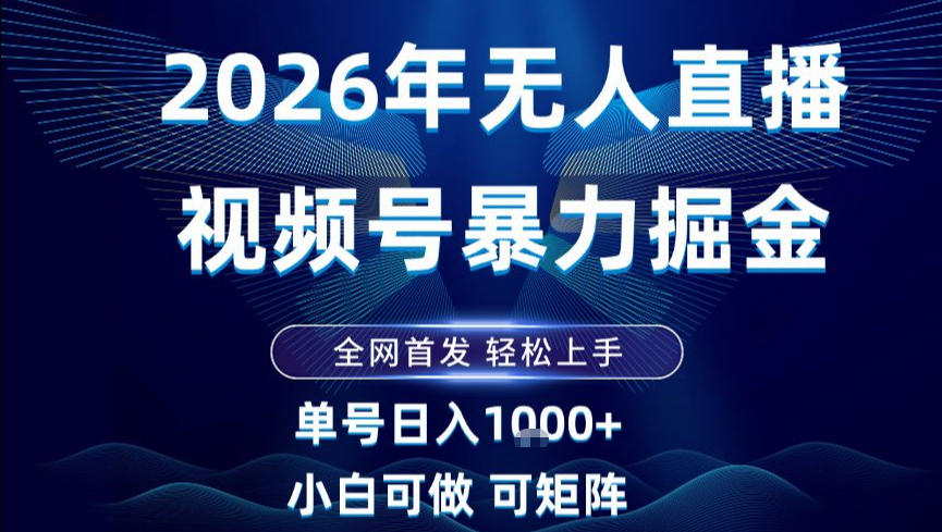 2026最新视频号无人直播掘金，全网首发，小白可以玩，长期稳定日入1k+【揭秘】-一世倾承云网创