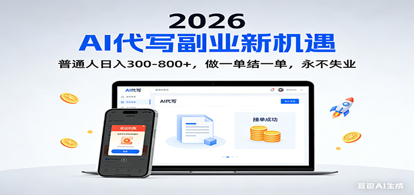 2026 副业首选！AI 代写日入 300-800，普通人0门槛，做一单结一单！-一世倾承云网创