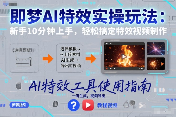 即梦AI特效实操玩法：新手10分钟上手，轻松搞定特效视频制作-一世倾承云网创