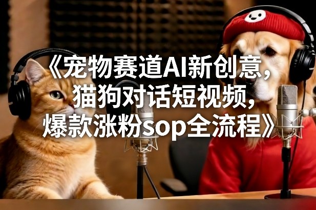 宠物赛道AI新创意，猫狗对话短视频，爆款涨粉sop全流程-一世倾承云网创