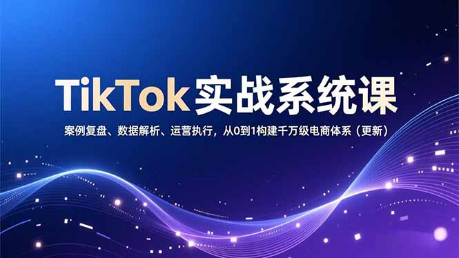 TikTok实战系统课，案例复盘、数据解析、运营执行，从0到1构建千万级电商体系(更新-一世倾承云网创