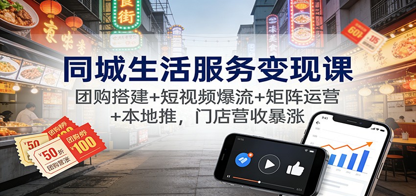 同城生活服务变现课：团购搭建+短视频爆流+矩阵运营+本地推，门店营收暴涨-一世倾承云网创