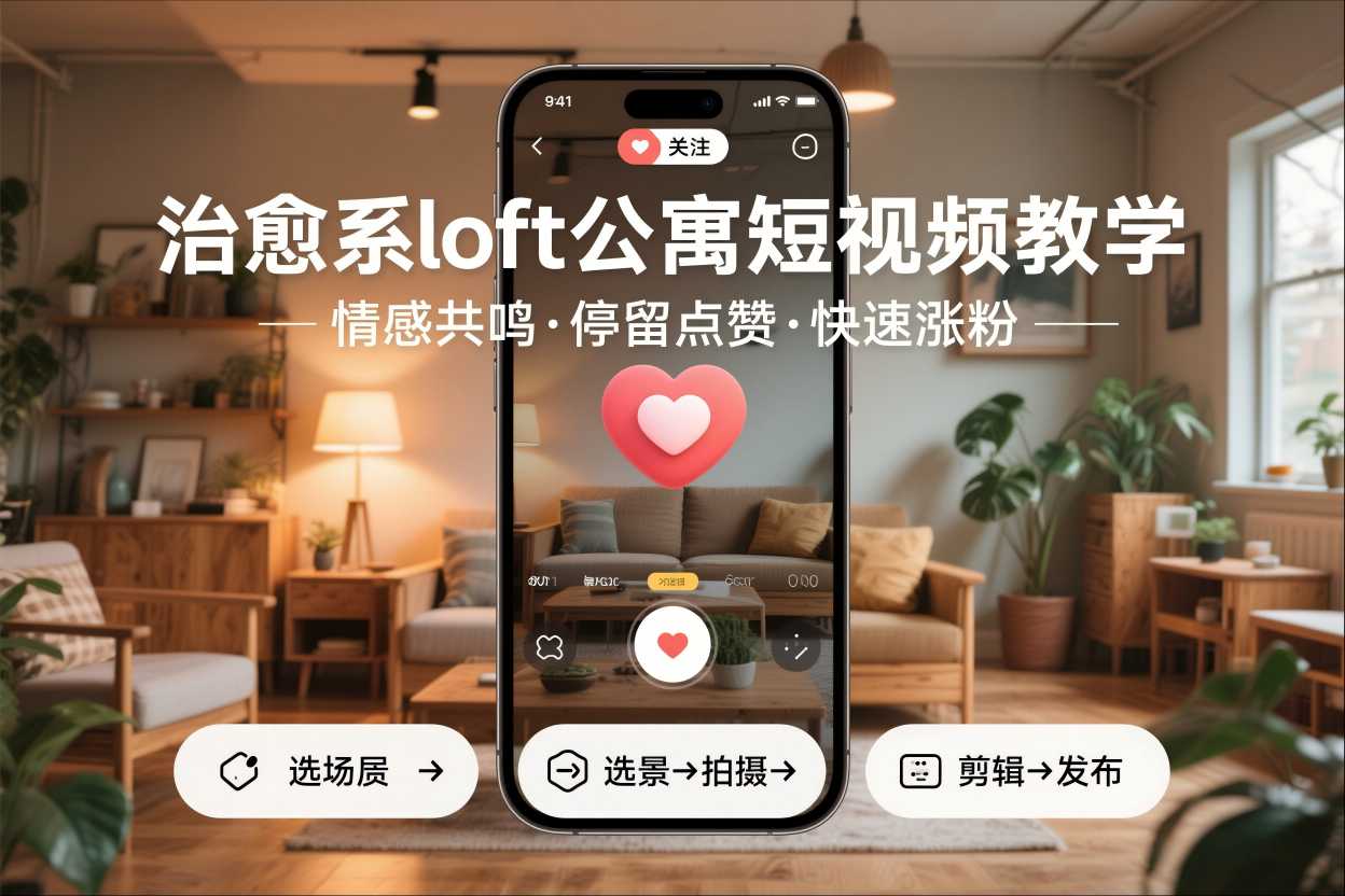 治愈系loft公寓短视频制作教学，情感共鸣引停留点赞关注，快速起号涨粉-一世倾承云网创