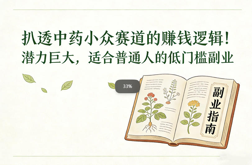 扒透中药小众赛道的賺米逻辑，潜力巨大，适合普通人的低门槛副业-一世倾承云网创