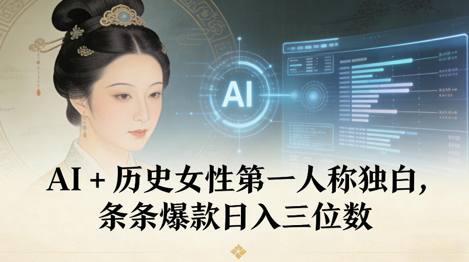 AI+历史女性第一人称独白，条条爆款日入三位数-一世倾承云网创