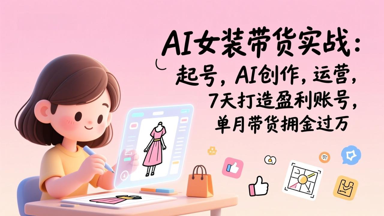 AI女装带货实战：起号，AI创作，运营，7天打造盈利账号，单月带货佣金过万-一世倾承云网创