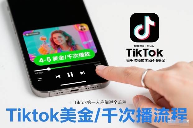 TK中视频计划项目，Tiktok第一人称解说流程，每干次播放奖励4-5美金-一世倾承云网创
